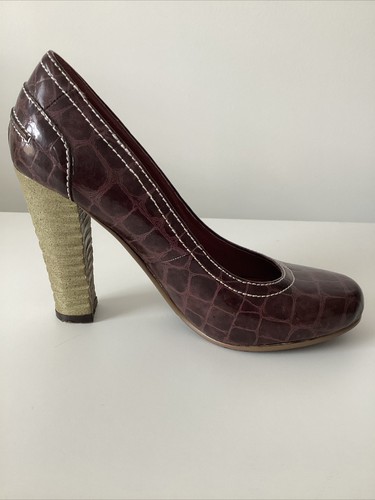 Brown Crocodile shoes with pattern heal - Size 37 / 4 Moda in Pelle - Picture 14 of 20