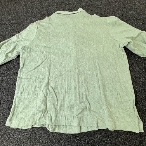 Blair Button Up Shirt Top Womens Large Green Cotton Textured Long Sleeve Blouse - 第 9/11 張圖片