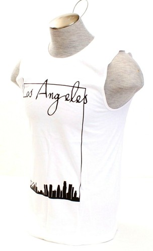 Artist Union Clothing Slim Fit White Los Angeles Sleeveless Shirt Men's NEW - Picture 2 of 4