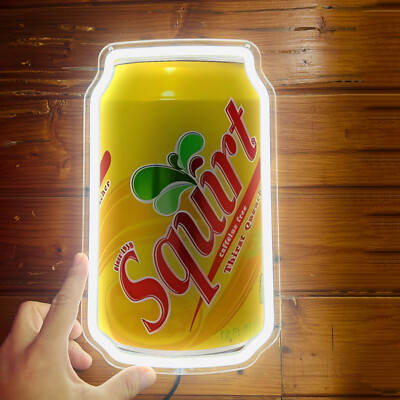 Squirt Soda Can Neon Sign 12''x7'' Lamp Barbecue Night Mart Wall Decor Boutique H4