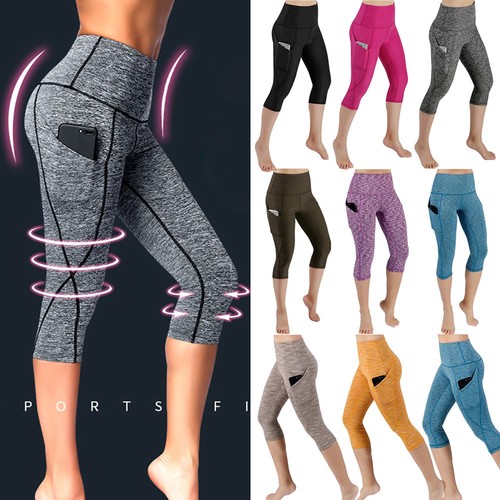 Womens Capri Yoga Pants High Waist 