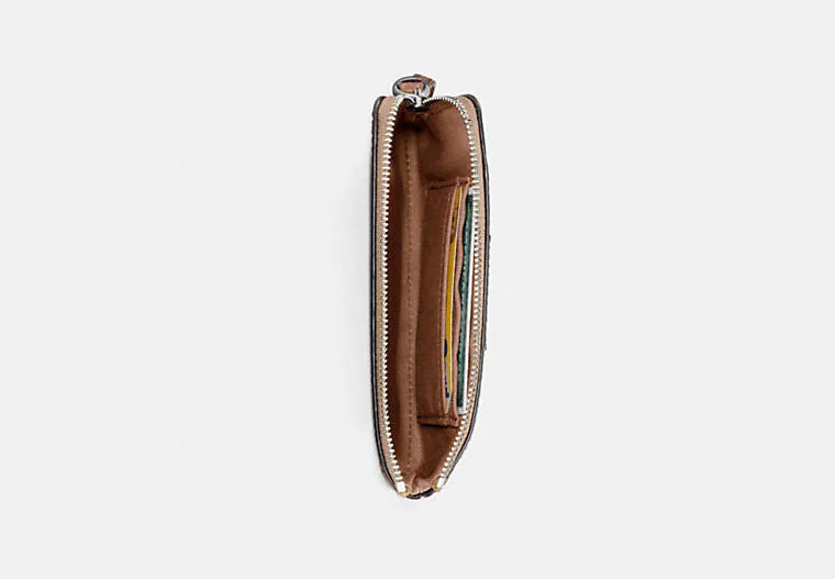 Coach F58035 Signature PVC Leather Corner Zip Wristlet - Beige