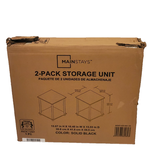 Mainstays No Tools End Tables, Solid Black, Set of 2 New - Picture 4 of 5