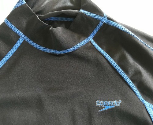 SPEEDO BOYS BLACK-BLUE SWIM TOP SHIRT SIZE SMALL - A9/20 - Picture 2 of 5