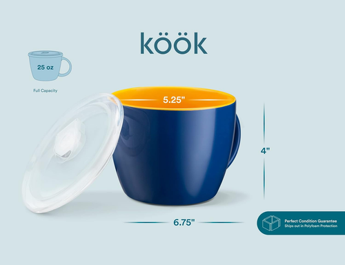 Soup Mugs, Soup Cups with Lid, Microwavable Soup Bowl with Handles, Ceramic with - Picture 4 of 4