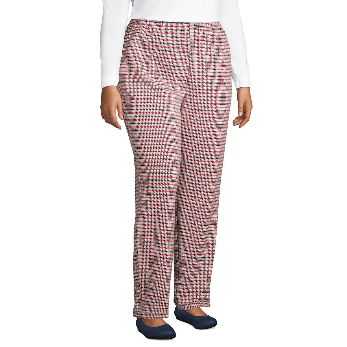 Lands End Sport Womens Pants Houndstooth Knit Pull On High Rise L 14 - 16 NWT
