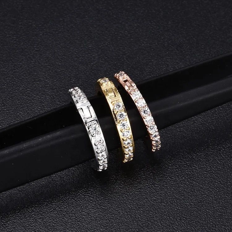 Hoop Earrings Nose Ring 6mm 8mm 10mm Piercing Hinged Huggie Cuff Silver Crystal - Picture 9 of 19