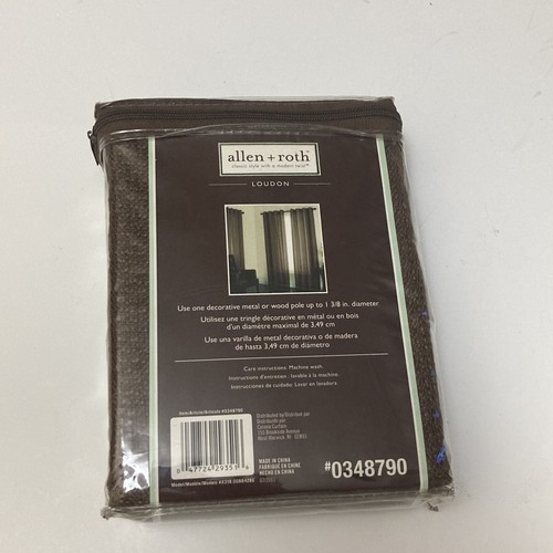 ALLEN ROTH Grommet Curtain Panel Solid Chocolate Brown Coffee LOUDON 52"x 84" - Picture 5 of 6