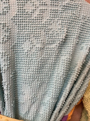 Vintage Marilyn Wolf Chenille Short Robe Yellow White Pink Green Med With Belt - Picture 7 of 9