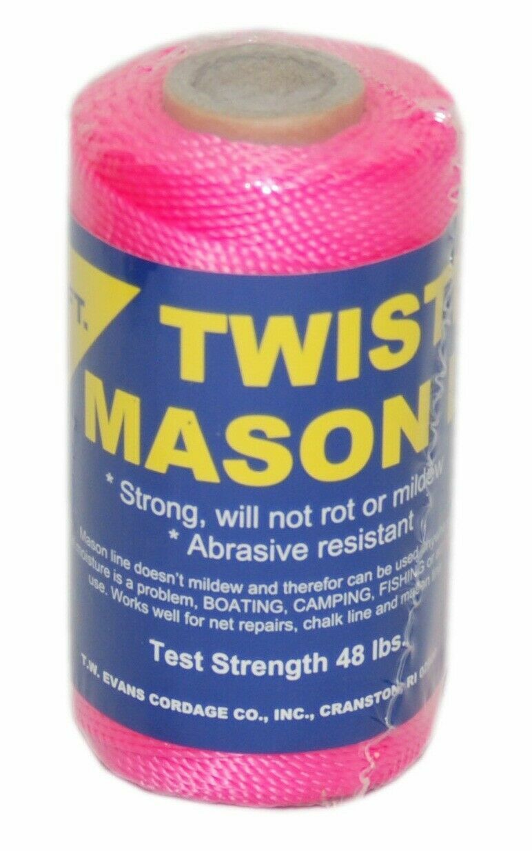 No. 18 Twisted Mason Line 1088' L TW Evans Cordage Co Builders Twine /cord  Pink for sale online