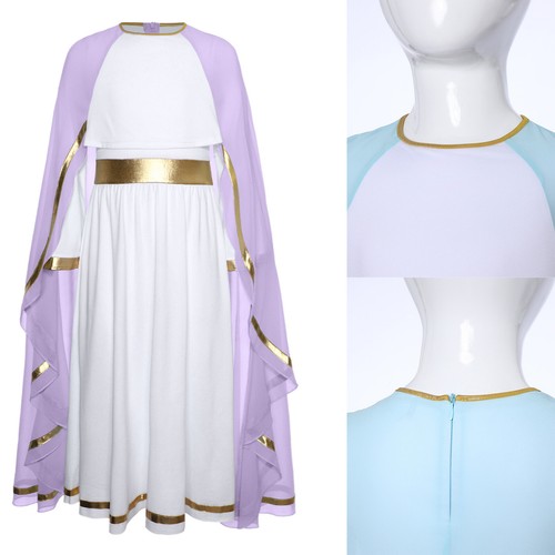 Mädchen Tanzkleid griechisch Toga Prinzessin Athena Jungfrau verheiratet Cape Kleid lange Kleider - Bild 23 von 71