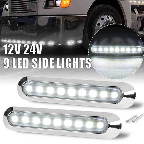 9 LED Front Rear Side Marker Indicator Lamp Truck Trailer Amber Red White 12-24V - Picture 3 of 21