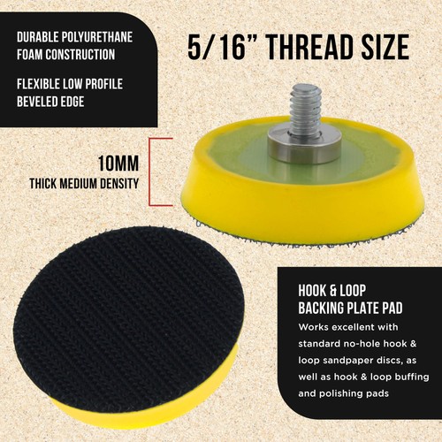 2 Dura-Gold 2" Hook & Loop DA Backing Plate Pads, 5/16" Thread Sander Polisher - Picture 3 of 5