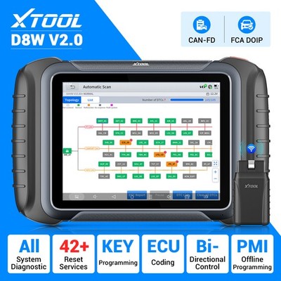 XTOOL D8W V2.0 Allsystem-Diagnose-OBD2-Scanner 42+ Services Topologiekartierung