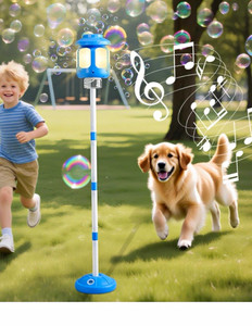 Outdoor Bubble Machine w/ Stand, LED Lights, Music Mode, Bubble Wand