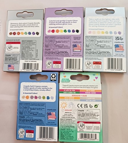 Nuove 5 Confezioni Pastelli Crayola Metallizzati Glitter Pastelli Vortice Gentilezza - Foto 2 di 2