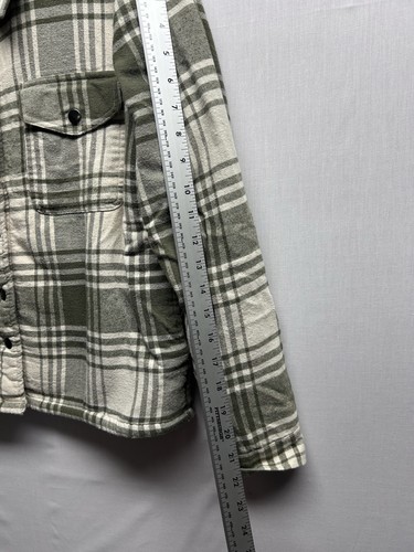Cappotto sherpa donna Lucky Brand verde a quadri shacket chiusura a scatto davanti medio - Foto 7 di 9