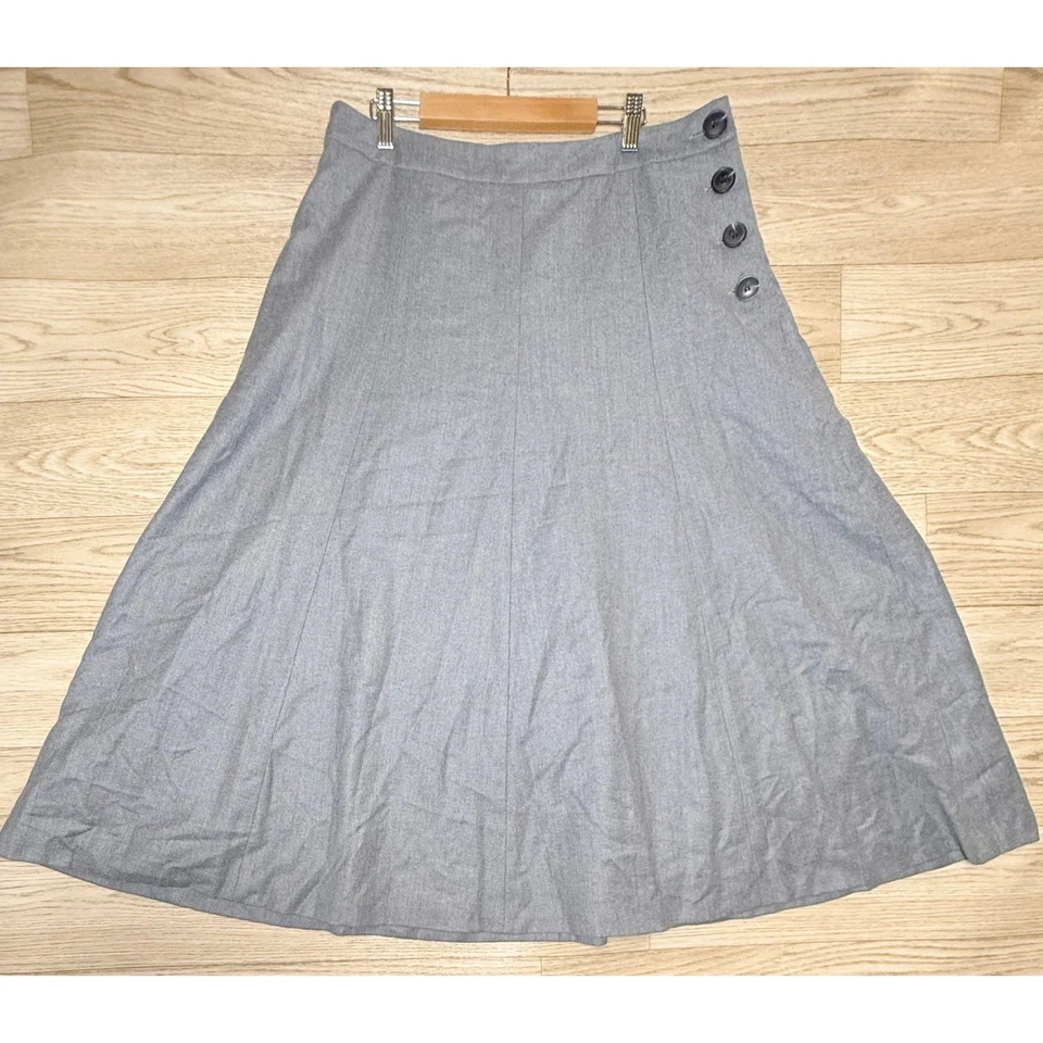 Falda Boden Esme Tweed Lana Línea A | Falda Midi Gris Heritage EE. UU. 10 Foto 2 de 4