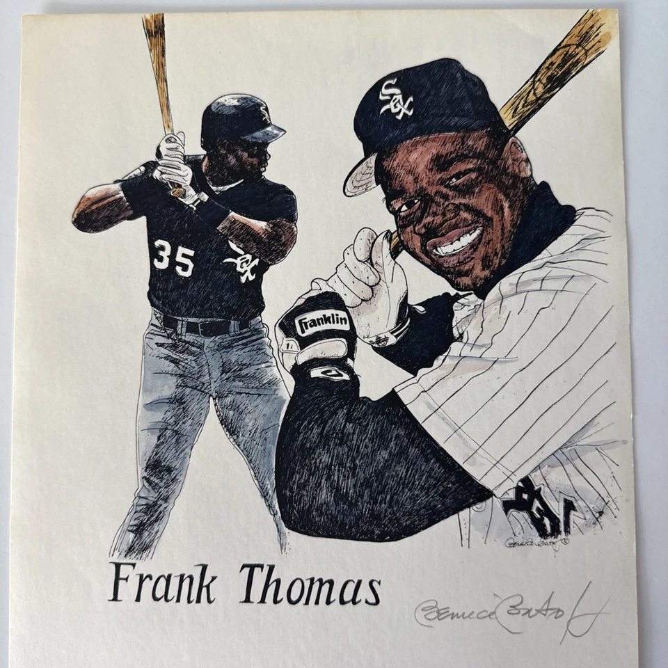 FRANK THOMAS Chicago White Sox Цветной Эскиз Печать Художник с Подписью Бернис Батофф - Изображение 3 из 4