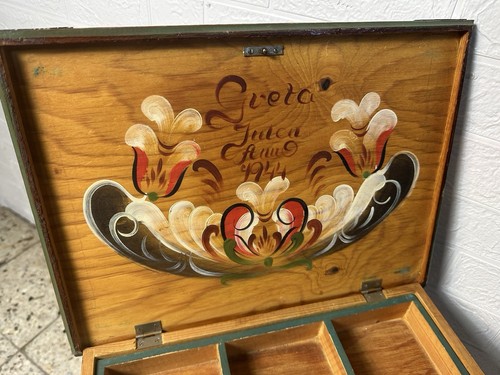Handbemalte Bauernkommode Tisch Kommode Nähkasten Nähschrank Schrank Schweden - Bild 7 von 12