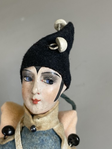 Antique Porcelain Head Felt Soldier Doll – Hand-Painted Face – 11” Tall - Picture 6 of 7