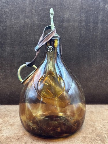 Decanter vino vintage italiano in vetro dorato con tasca ghiaccio e drago finale DIFETTO - Foto 7 di 24