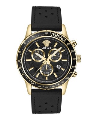 Versace Mens  Gold 44mm Strap Fashion Watch