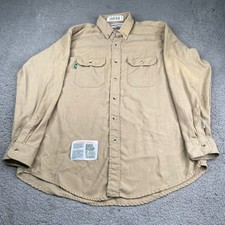 Armorex FR Shirt Mens Large Beige Flame Resistant Button Long Sleeve Workwear