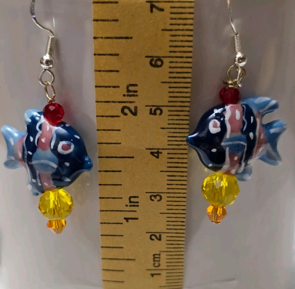 Pendientes colgantes de vidrio y cristal hechos a mano ¡ENVÍO GRATUITO! Foto 4 de 4