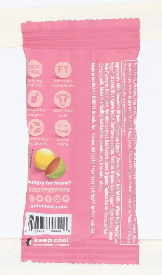 Lot of 12 UNREAL GEMS New Full Case Unreal  Milk Chocolate Gems 1.3 Oz per pack - Image 2 of 4