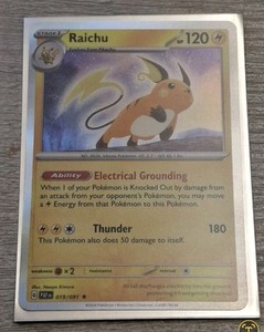 Raichu Paldean Fates  019/091 Holo Rare Pokemon Card NM