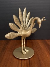 Elegant Vintage Style IKEA Peacock Brass Like Figurine Statue Decorative 8" H