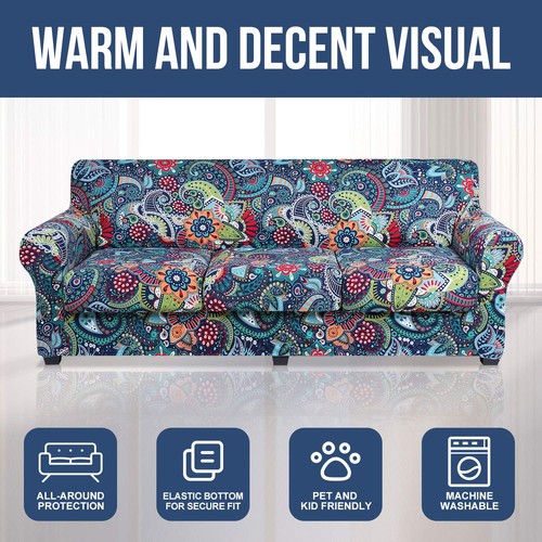 Couch Cover, Floral Pattern, Stretch, Printed, 4 Pieces, Sofa Slipcovers, for... - Picture 8 of 8