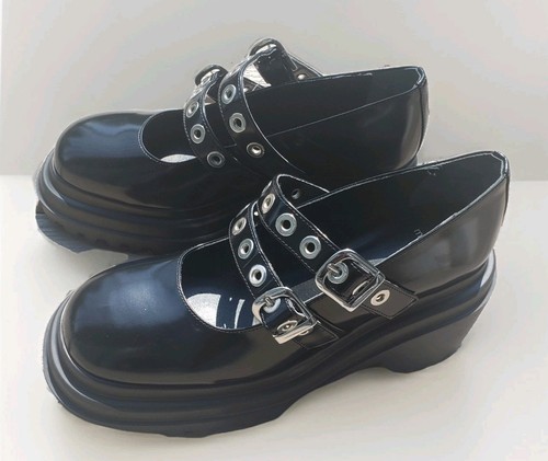 Maje NWOT Platform Mary Jane Leather Shoes Silver Eyelets Size US 9.5/ FR 40 - Picture 2 of 7