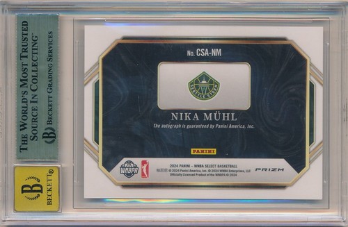 NIKA MUHL 2024 PANINI SELECT WNBA RC COURTSIDE SILVER AUTO BGS 9.5 GEM MINT 10 - Picture 2 of 2