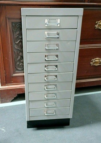 10 Multi Drawer Bisley Metal Foolscap Filing Cabinet Office Home Storage Grey