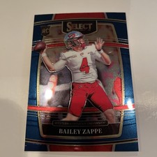 2022 Panini Select Draft Picks #10 Bailey Zappe Rookie Card Blue/Mint/Patiots