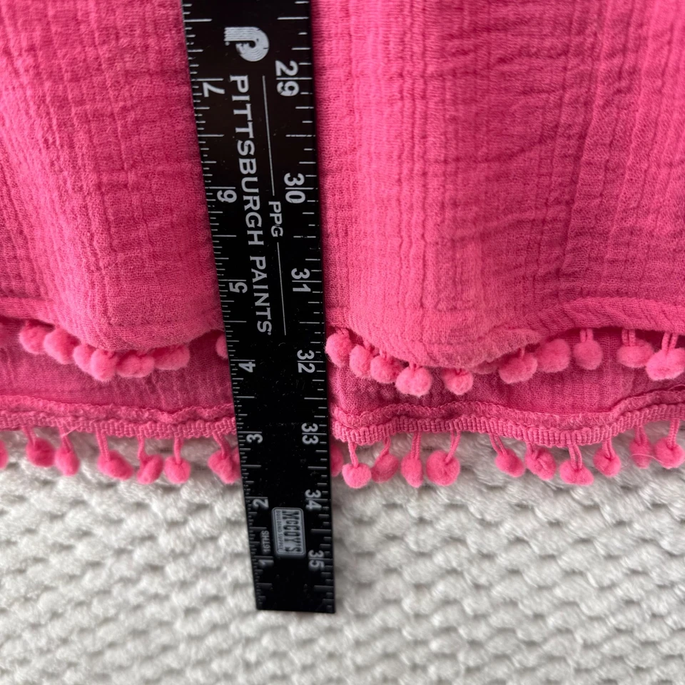 SOBRE Túnica de Encubrimiento Bordada Coral Bordado Pom Ribete Rosa Playa Top M Foto 4 de 4