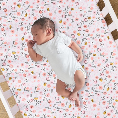 Lambs & Ivy Little Garden 3-Piece Embroidered Floral Baby Crib Bedding Set - Picture 6 of 11