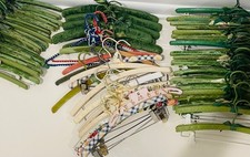 Vtg 60s/70s Hangers. Padded Fabric, Wood, Vinyl, Crochet. Model Home.