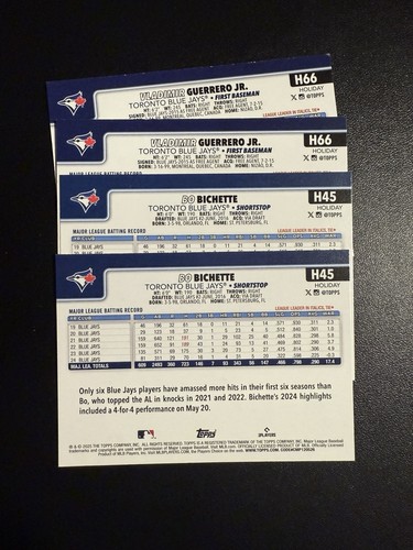 2025 Topps Holiday (2) Bo Bichette #H45 + (2) Vladimir Guerrero Jr. Toronto WS - Imagen 2 de 2