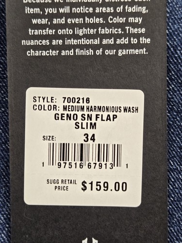 TRUE RELIGION Geno SN Flap Men’s Jeans Relaxed Slim Blue W34 L32 NWT - Picture 7 of 8