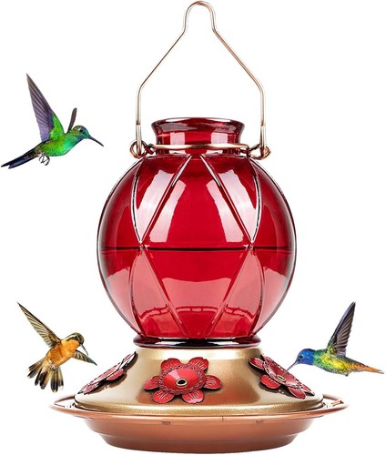 Hummingbird Feeder, Hand Blown Glass Hummingbird Feeders for Outdoors Hanging, 2
