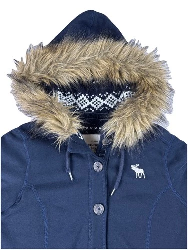 Vtg Y2K Abercrombie & Fitch Womens Faux Fur Sweater Hoodie Size M