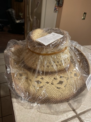 Straw Cowboy Hat Western Cowgirl Hat with Four Decorative Bands, Hat Size Beige - Picture 8 of 16