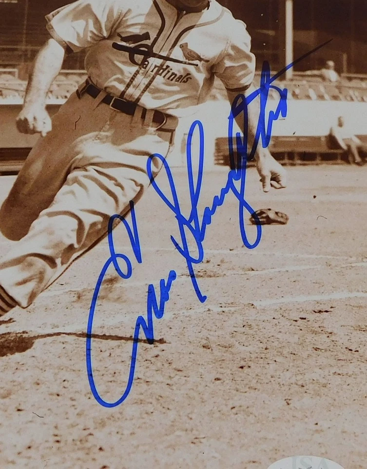 Enos Slaughter Signed 8 x 10 Sepia Photo Cardinals JSA Auto - Image 2 of 3