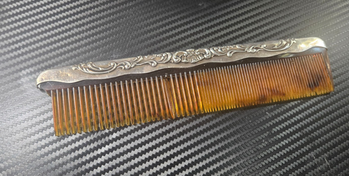 Antique Gorham Sterling Silver #23 Comb - 925 Sterling - Ornate Tortoise Shell - Picture 2 of 9