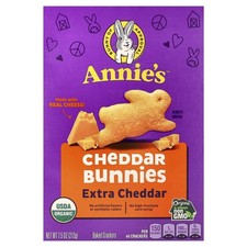 Annies Organic Cheddar Bunnies Extra Cheddar Snack Crackers 7.5 Ounce Box