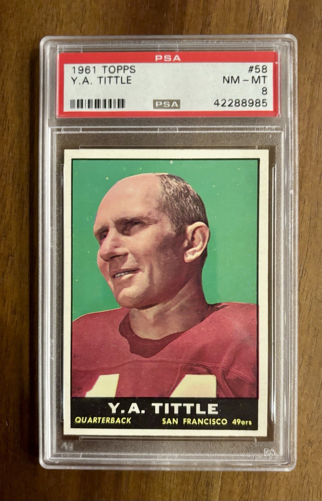 1961 Topps #58 Y.A. Tittle 49ers HOF LSU PSA 8 - NM/MT