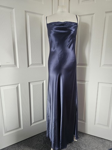 Monsoon Blue Cowl Neck Bias Cut Maxi Slip Dress UK Size 12  - Picture 1 of 12